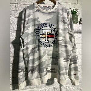 Tommy Hilfiger White Camo Crewneck thermal waffle long sleeve t-shirt mens xl